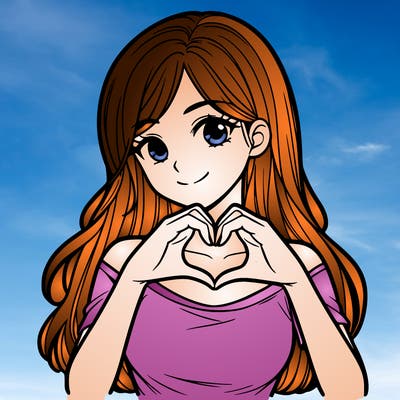 a pretty girl making a heart with her fingers