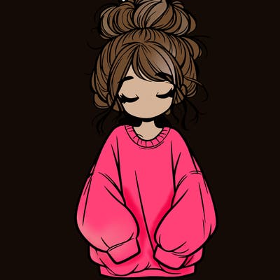 girl with baggy sweatshirt and messy bun