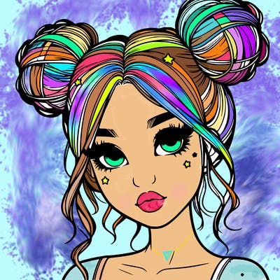 realistic girl with space buns