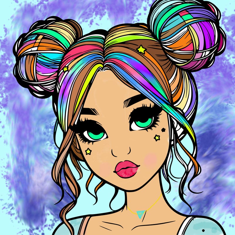realistic girl with space buns