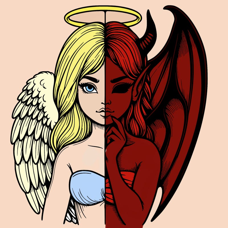 realistic angel half demon