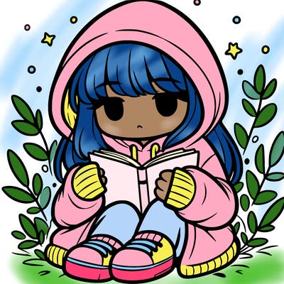 girl in oversized hoodie reading a book