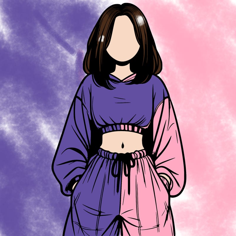 realistic girl faceless with baggy pants and a crop top
