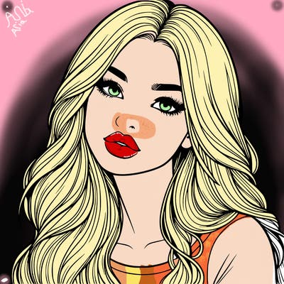 realistic girl with hair on her hair and lips