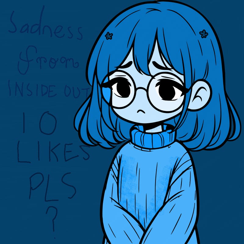sad girl with glasses in a sweater