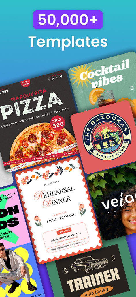 ロゴ、チラシ、ソーシャルメディア投稿用のさまざまなプロフェッショナルグラフィックデザインテンプレート