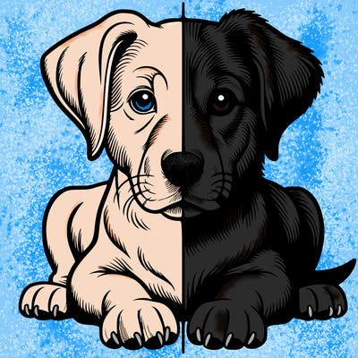 realistic dog split picture