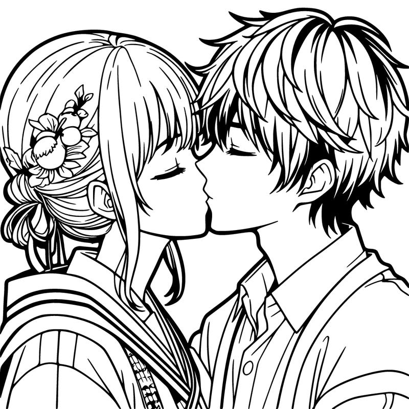 kissing couple anime