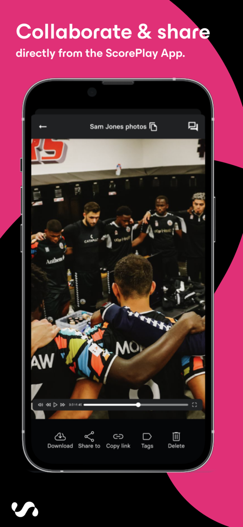 ScorePlay - ScorePlay App-Oberfläche für Athleten zur Zusammenarbeit und zum Teilen professioneller Sportmedien