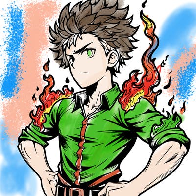 realistic manga man of fire
