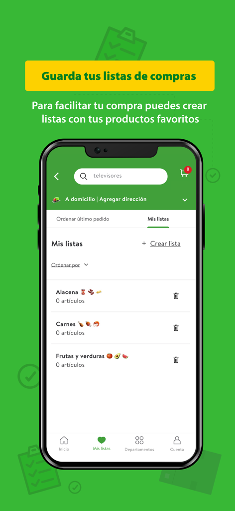 Maxi Despensa - Maxi Despensa mobile app interface showing a list management screen with categories for pantry, meats, and produce.