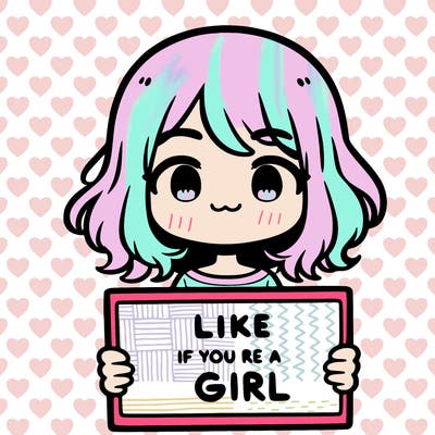 a cute girl holding a sign that says like if you’re a girl