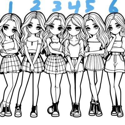 a group of girls realistic