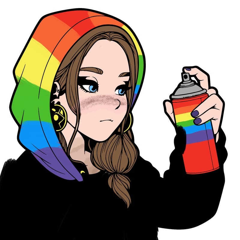 a realistic girl, spray painting