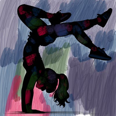 realistic girl doing a handstand