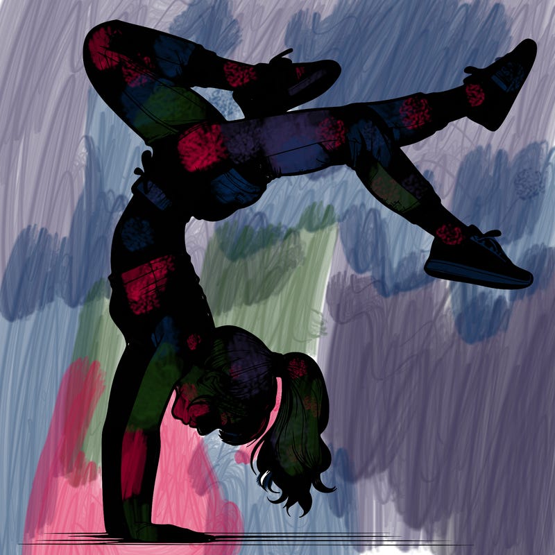 realistic girl doing a handstand
