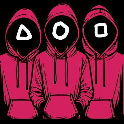 3 faceless people in  hoodies