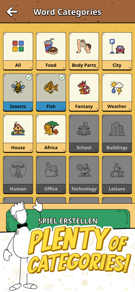 Scribble It! Draw & Guess - Word category selection menu in the Scribble It drawing game