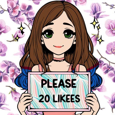 realistic girl holding a sign that says please 20 likes