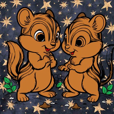 two tamias playing together while they stand up realistic