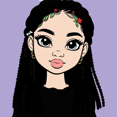 a realistic black girl with braids