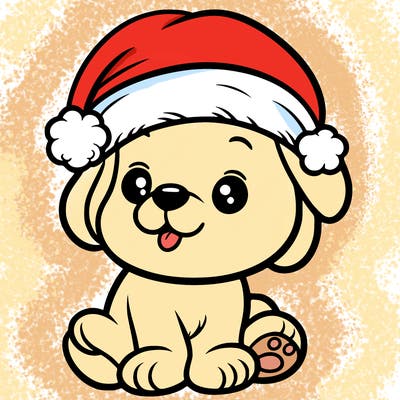 cute baby puppy with santa hat