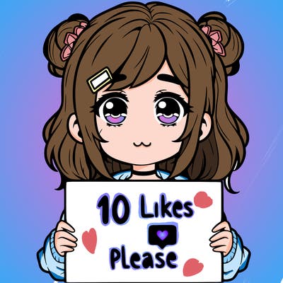 a girl with a sign saying 10 likes please