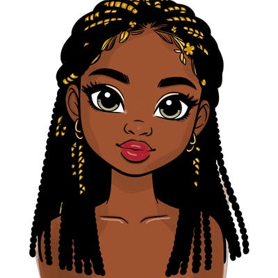 a realistic black girl with braids