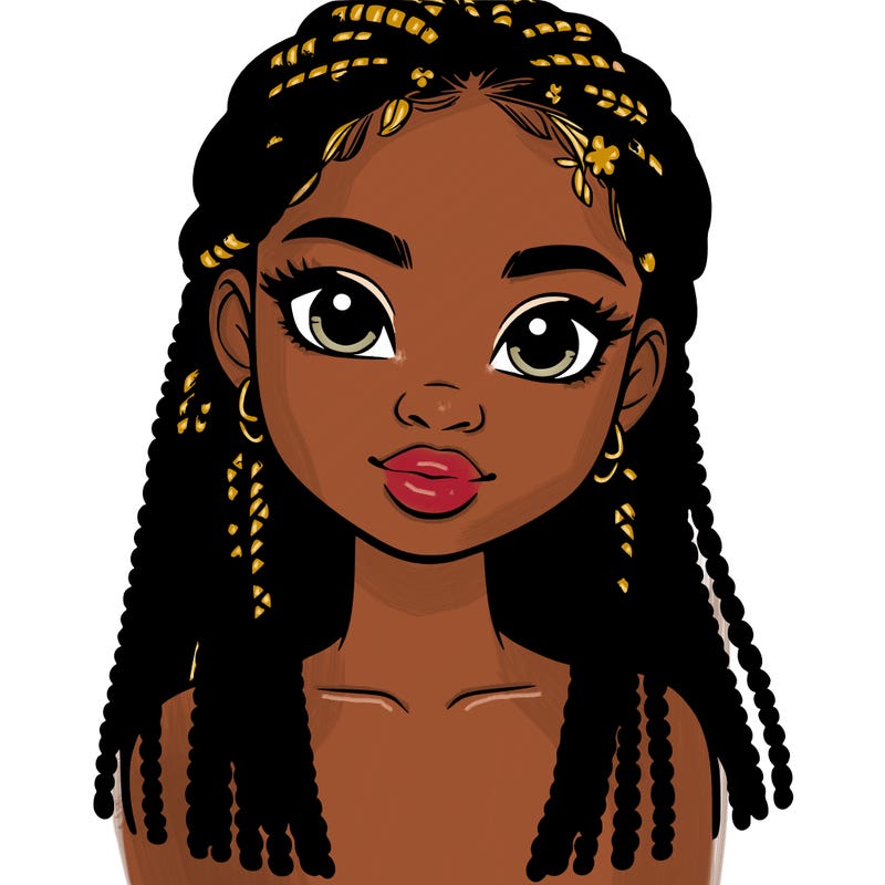 a realistic black girl with braids