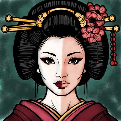 geisha in realistic style