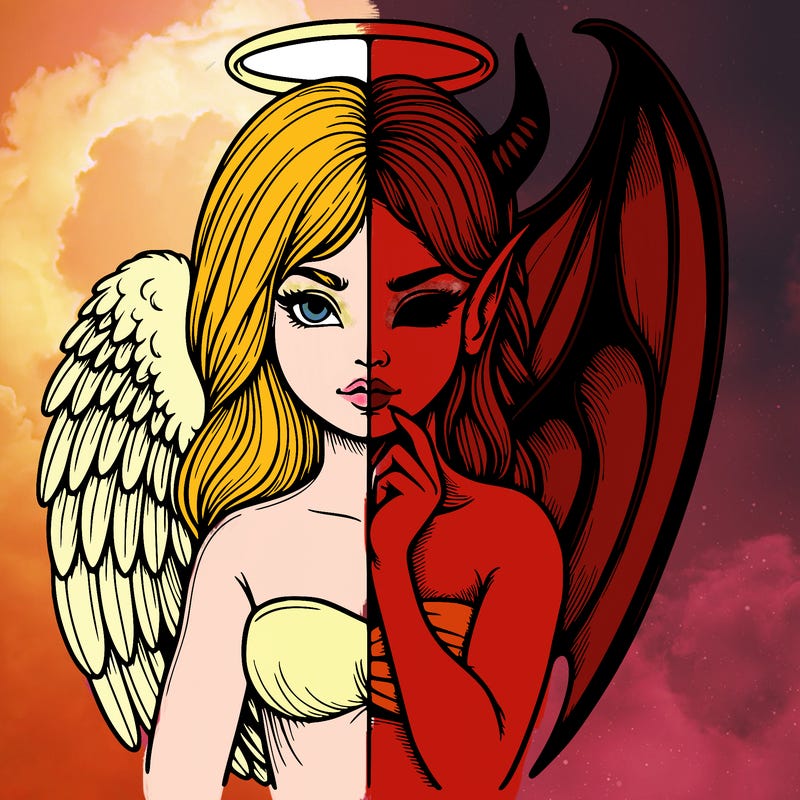 realistic angel half demon