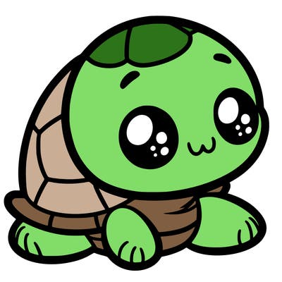 cute little animated turtle