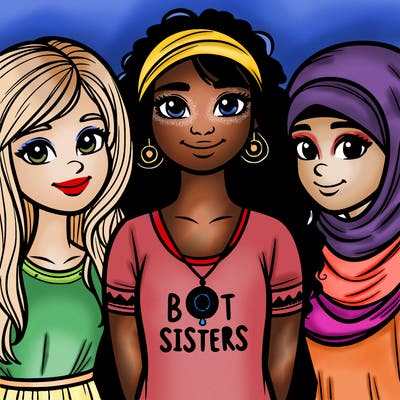 three sisters with a best sisters necklace