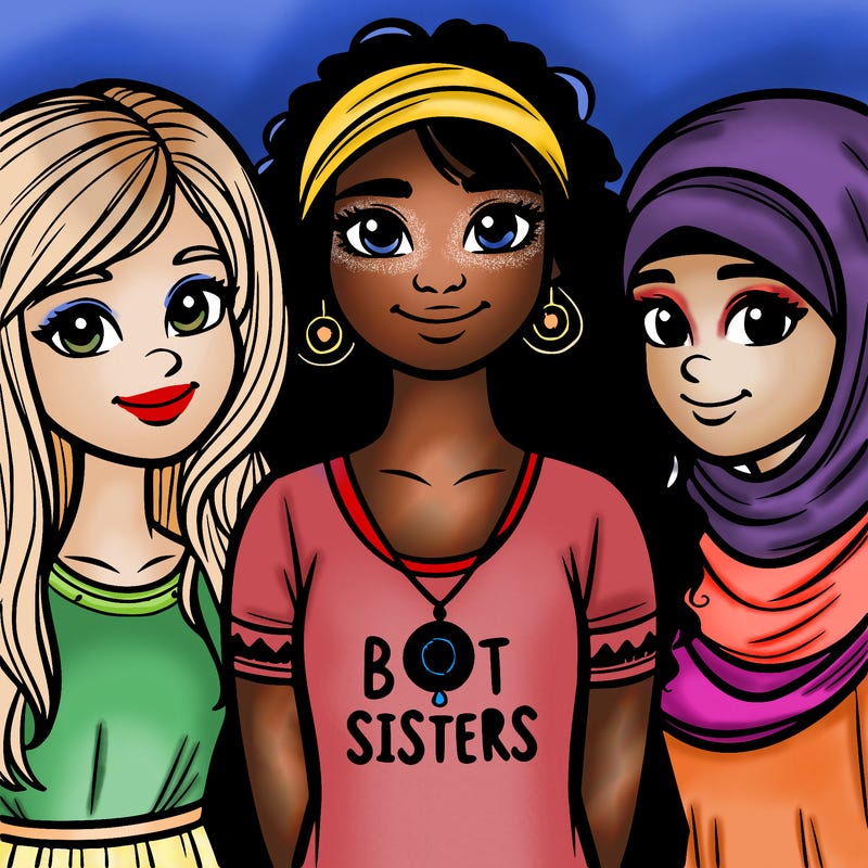 three sisters with a best sisters necklace