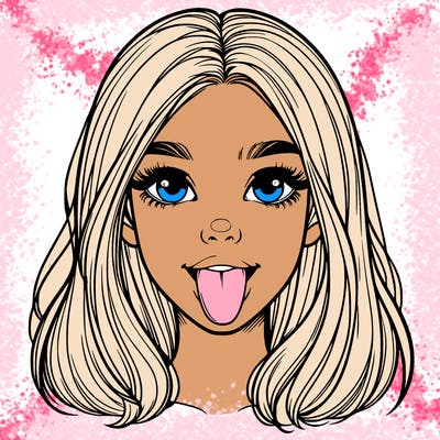 realistic girl with her tongue out