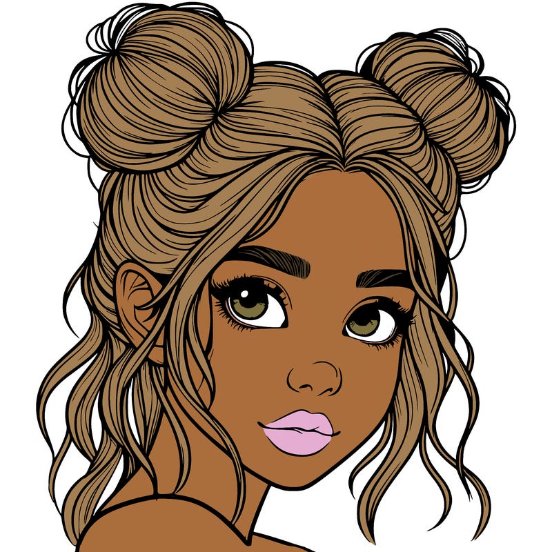 realistic girl with hair buns on her head