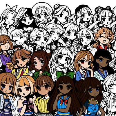 a lot of anime girls deferent