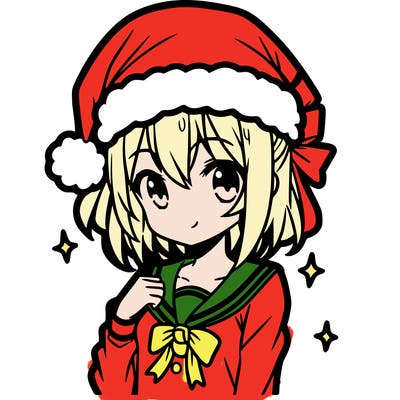 anime girl wearing a santa hat