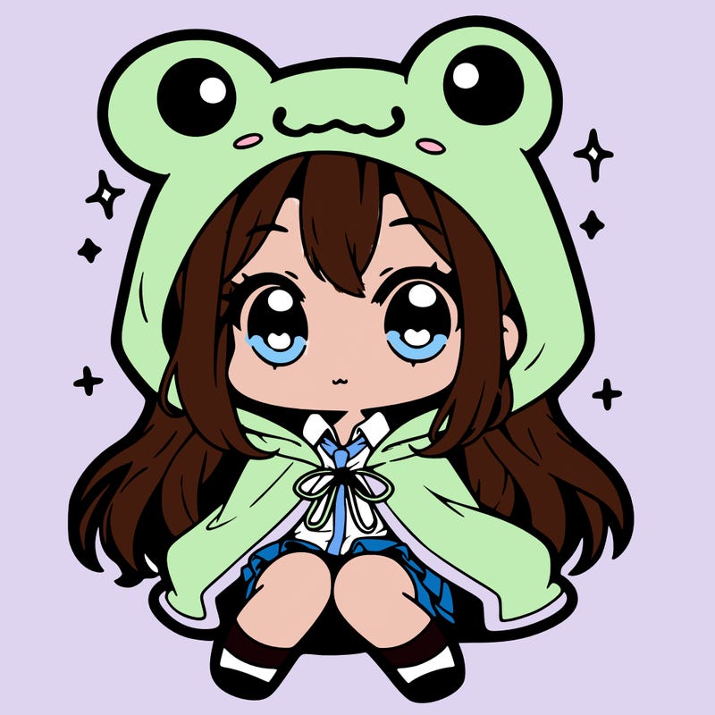 chibi girl with frog hoodie