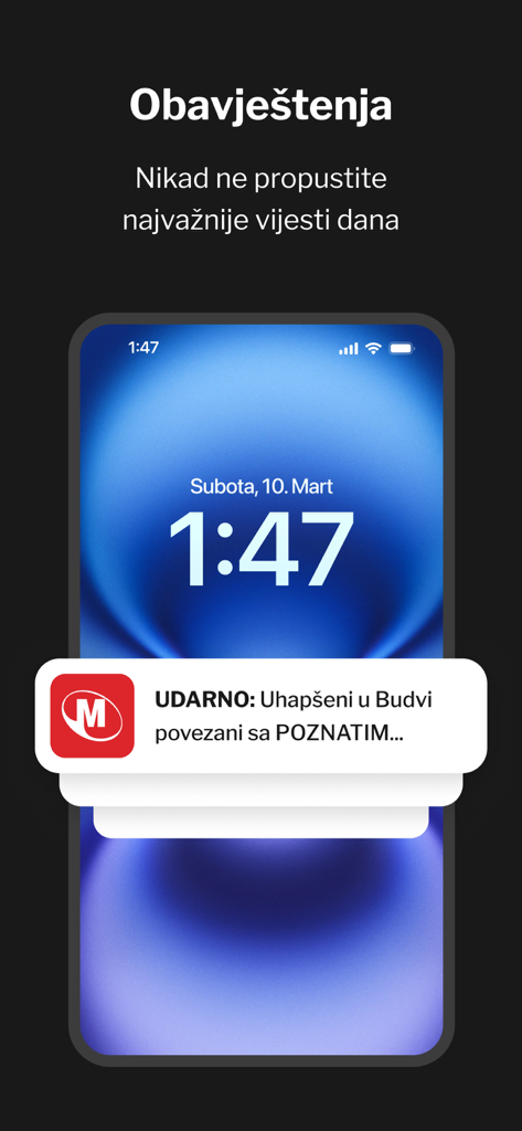 Smartphone lock screen showing a breaking news alert from the AntenaM news app