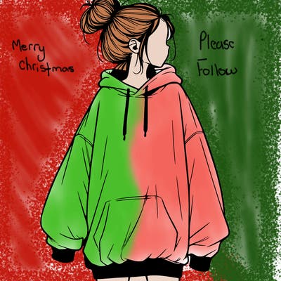 realistic girl with a oversized sweatshirt on and a bun