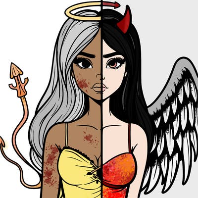devil vs angel realistic girl