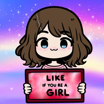 a cute girl holding a sign that says like if you’re a girl