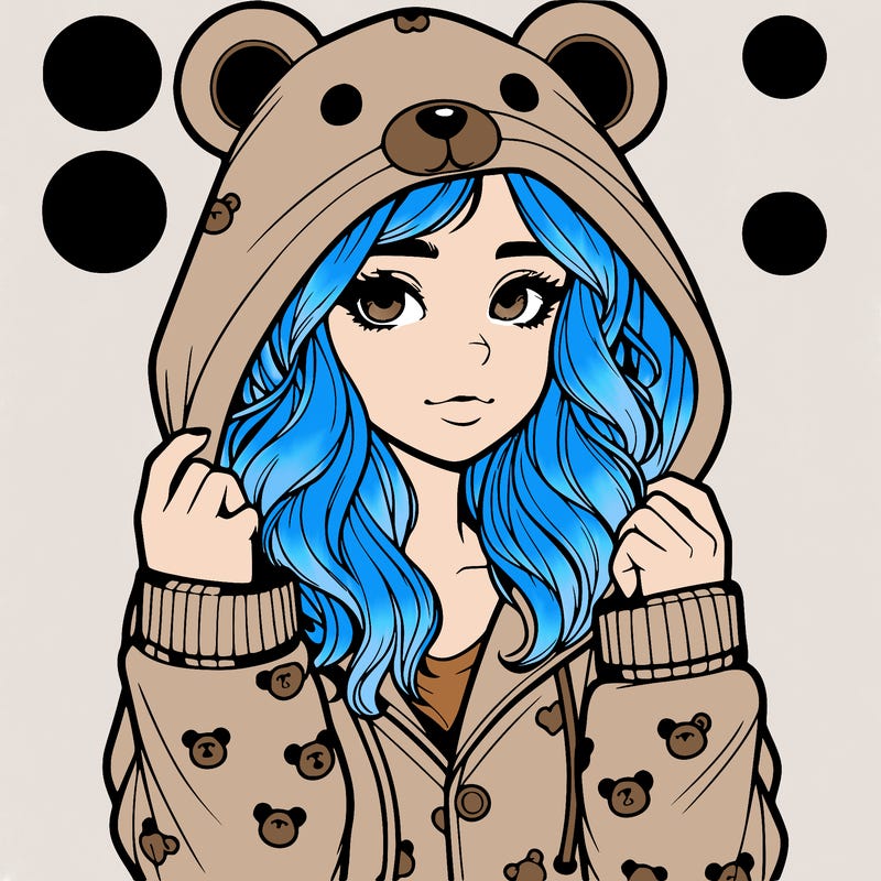 realistic girl in a animal pjs hoodie