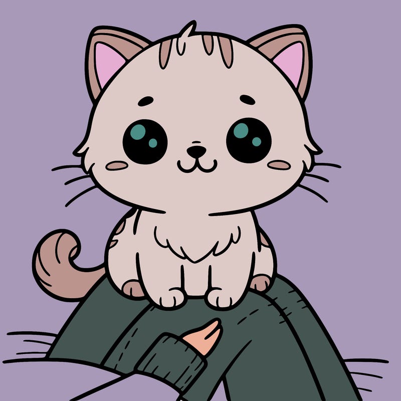 cute cat sitting on the owners lap