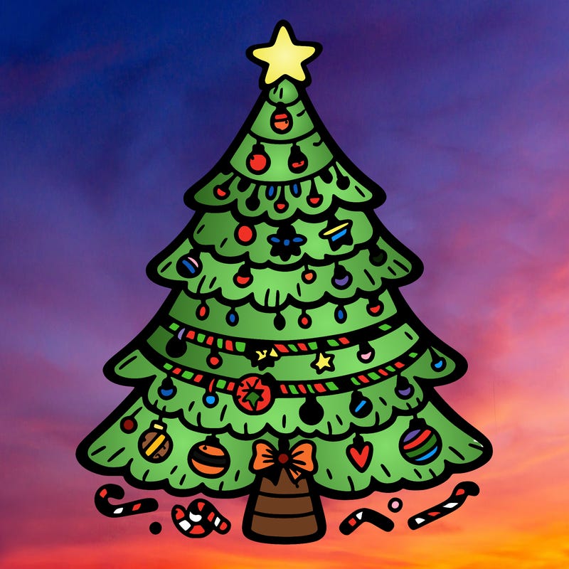 christmas tree with lots of details