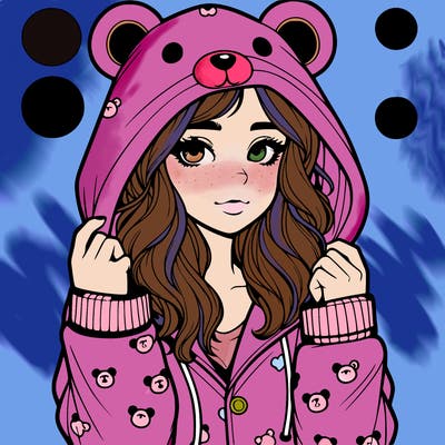 realistic girl in a animal pjs hoodie