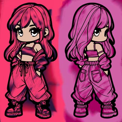 girl in crop top and baggy pants