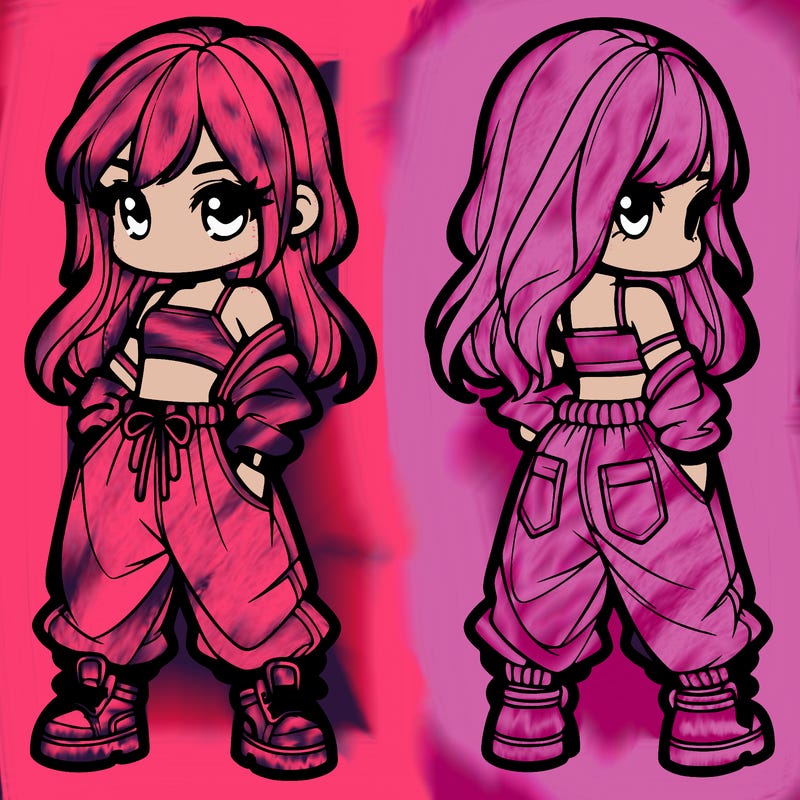 girl in crop top and baggy pants