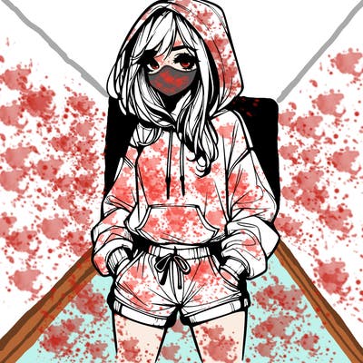 realistic girl in shorts and hoodie